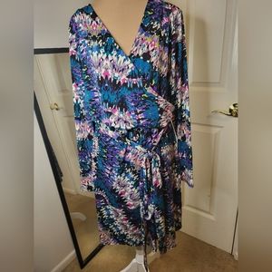 Nicole by Nicole Miller Multicolored Wrap Style Dress, Size XL.